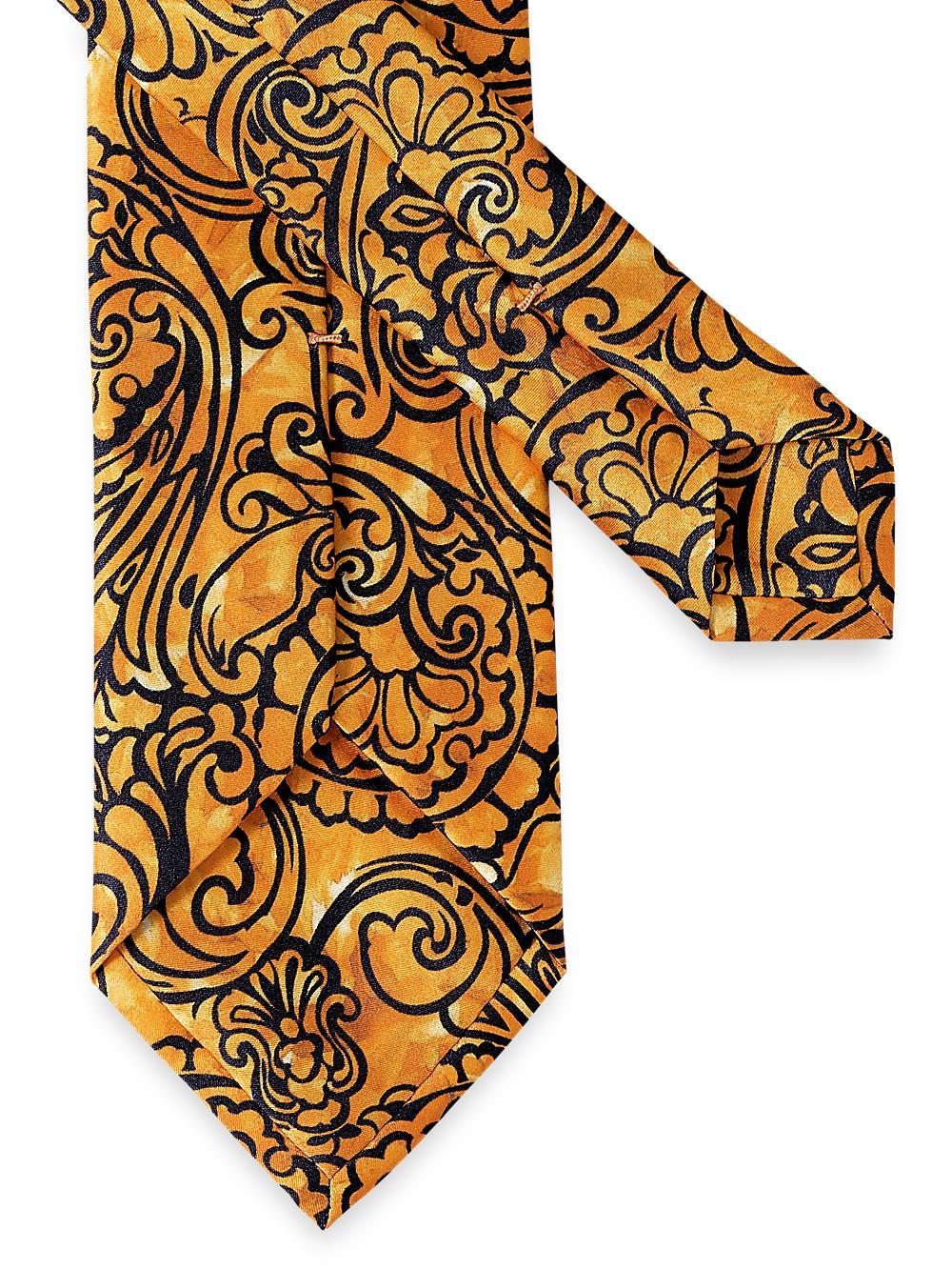 Paisley Printed Italian Silk Tie - Orange Product Image