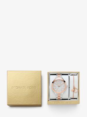 Michael Kors Women's Slim Runway Two-Tone Stainless Steel Bracelet Watch Set 38mm, 2-Piece - Two Tone Product Image