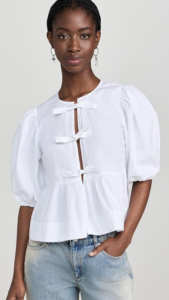 GANNI Cotton Poplin Peplum Blouse | Shopbop Product Image