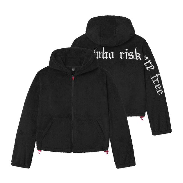 1005. Womens Sherpa Recovery Full Zip Hoodie - Black/White Product Image