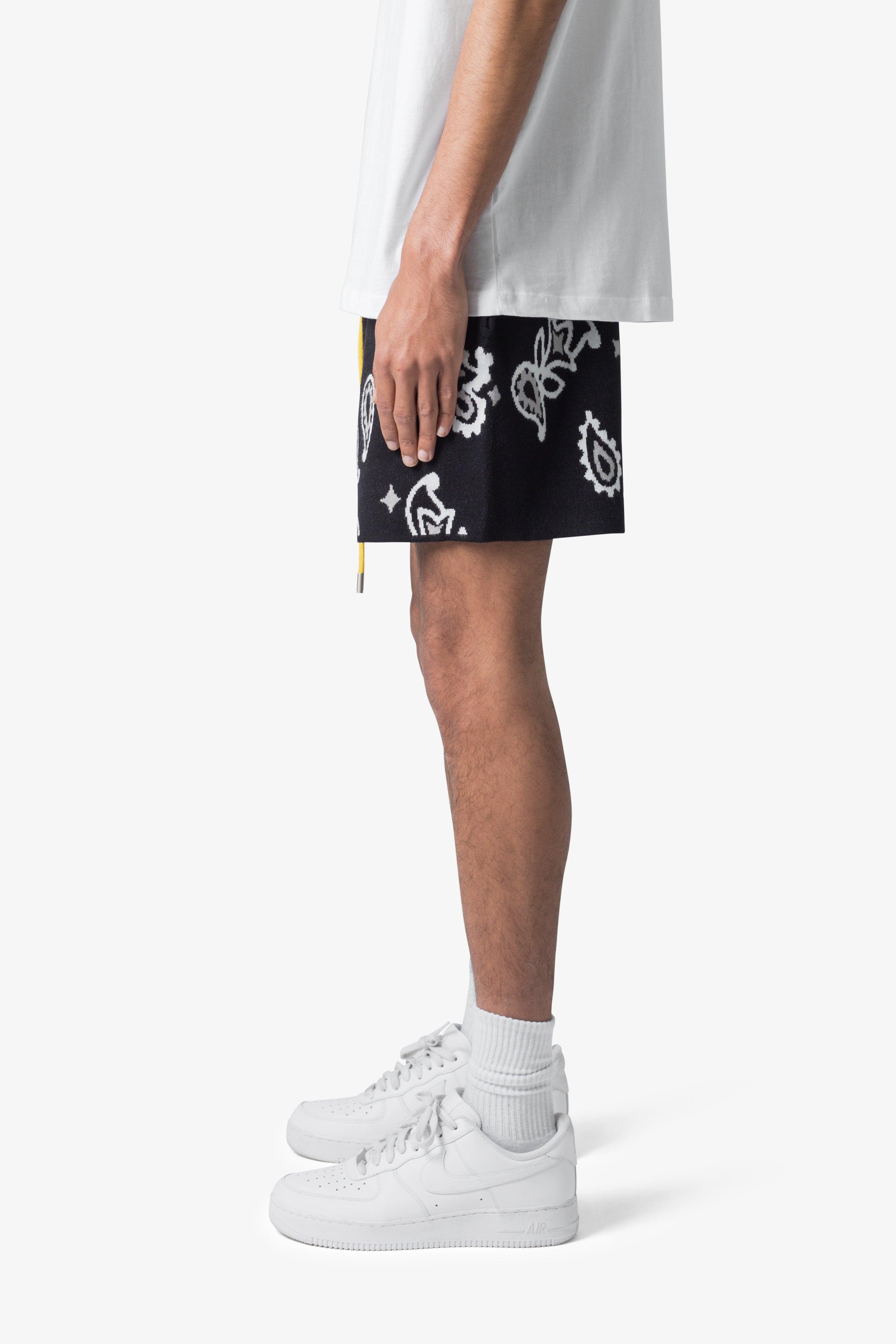 Paisley Knit Shorts - Black Product Image