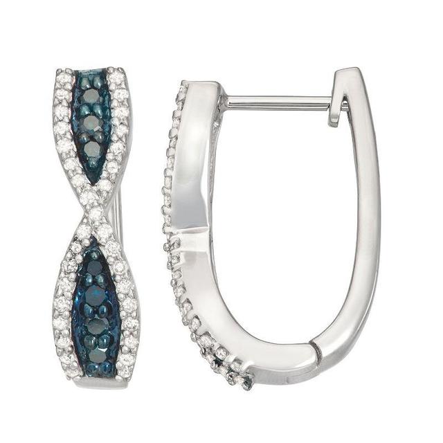 HDI 1/2 Carat T.W. Diamond Twist Hoop Earrings, Womens, Sterling Blue Product Image