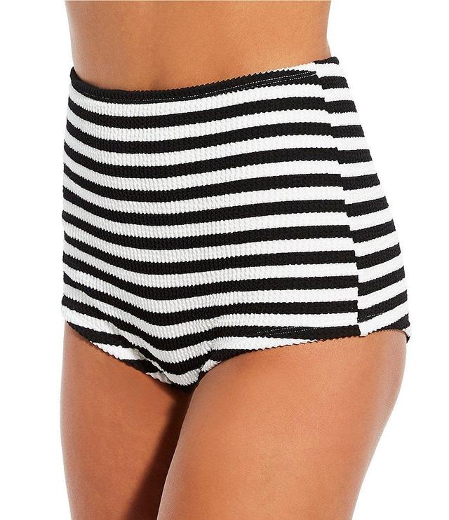 GB Stripe Scrunchie Textured High Waisted Short Swim Bottom Product Image