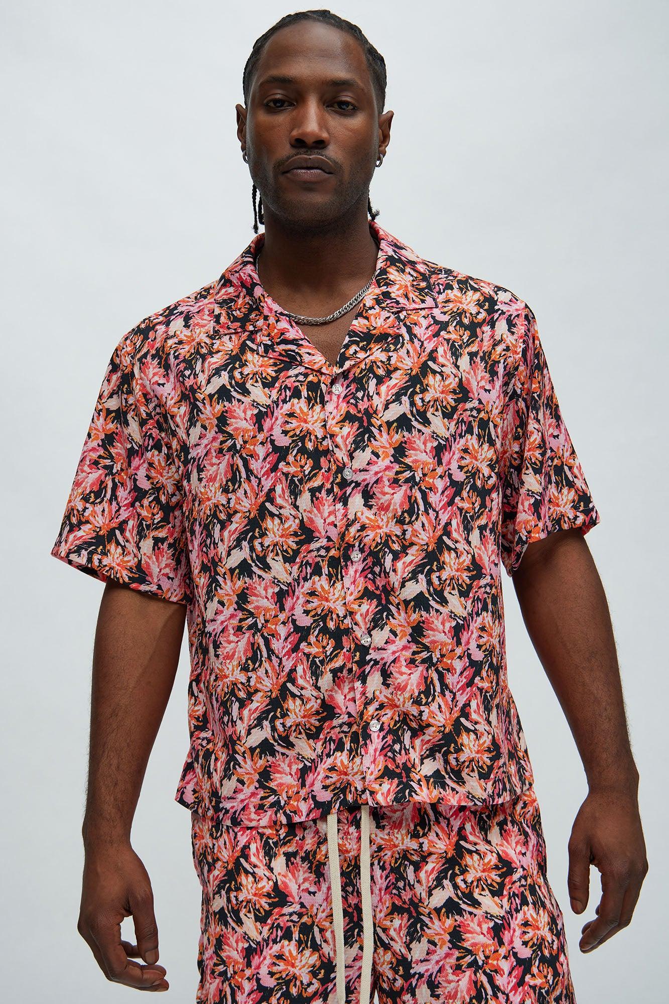 Abstract Floral Shirt - Pink/combo Product Image