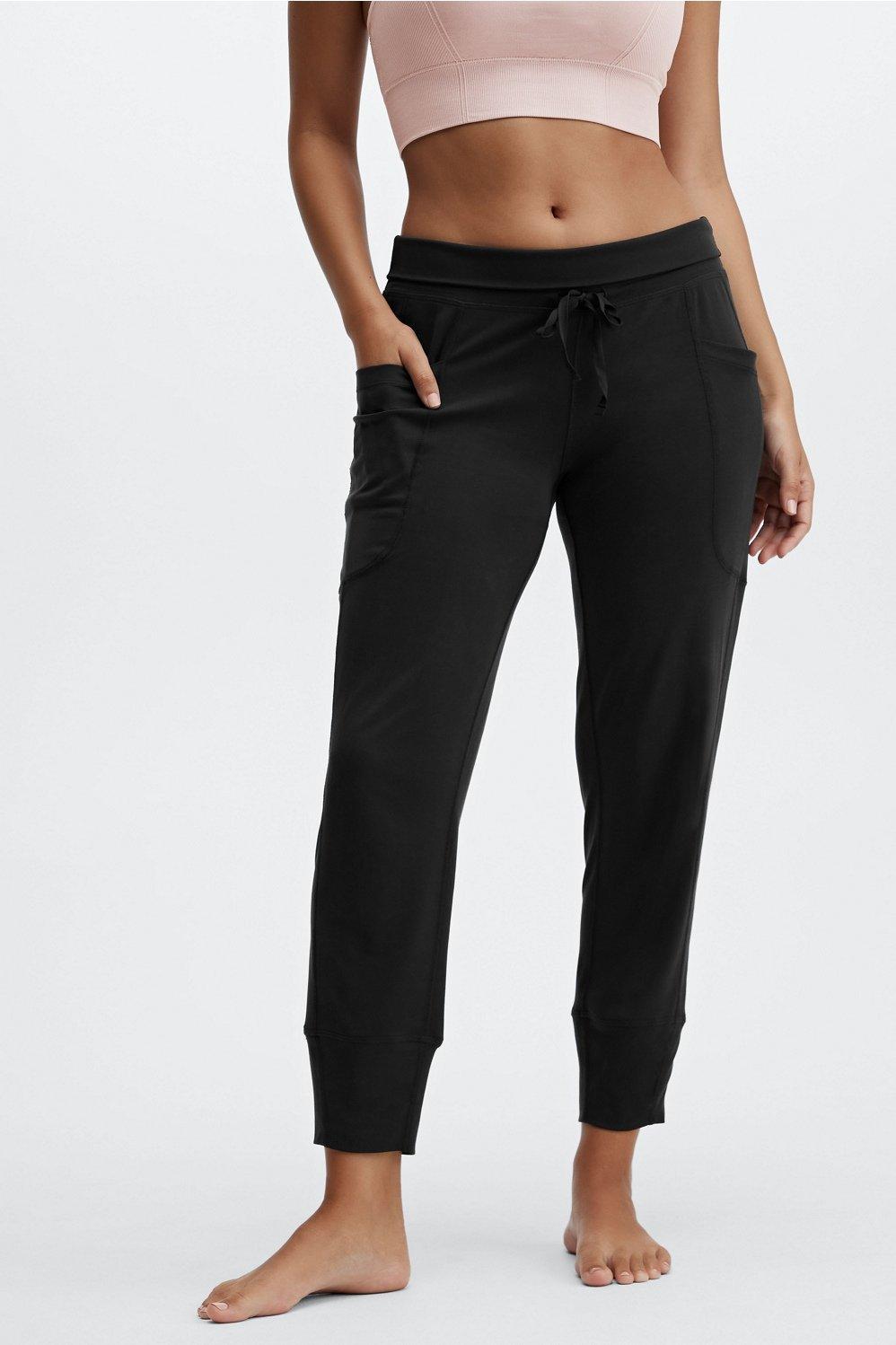 Fabletics Sleek Knit Drawstring Pant Womens black plus Size 3X Product Image