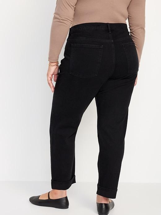 Mid-Rise Ripped Boyfriend Jeans Product Image