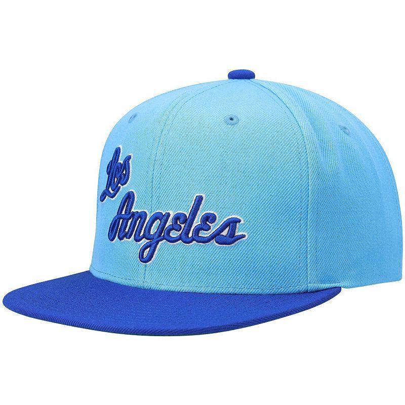 Mens Mitchell & Ness Royal/Powder Los Angeles Lakers Hardwood Classics Team Two-Tone 2.0 Snapback Hat Product Image