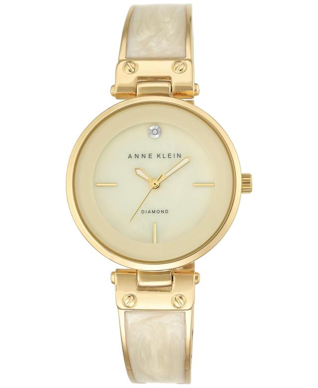 Anne Klein Womens Diamond Accent Gold-Tone and Ivory Bracelet Watch 34mm Product Image