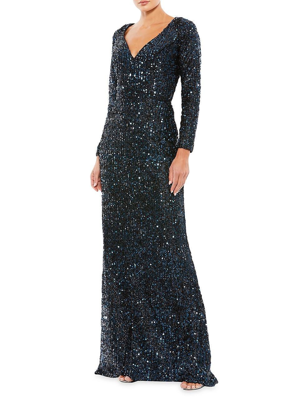 Womens Metallic V-Neck Gown Product Image