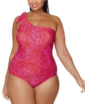 Trendy Plus Size Marita One-Shoulder One-Piece Swimsuit Product Image