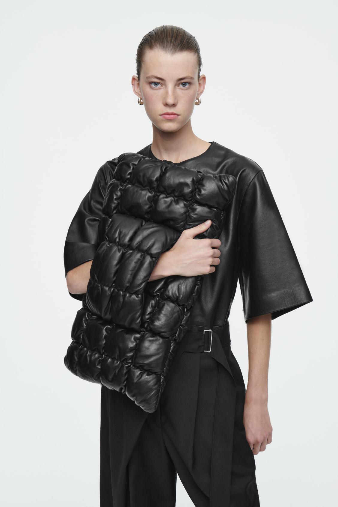 PILLOW OVERSIZED QUILTED CLUTCH - LEATHER Product Image