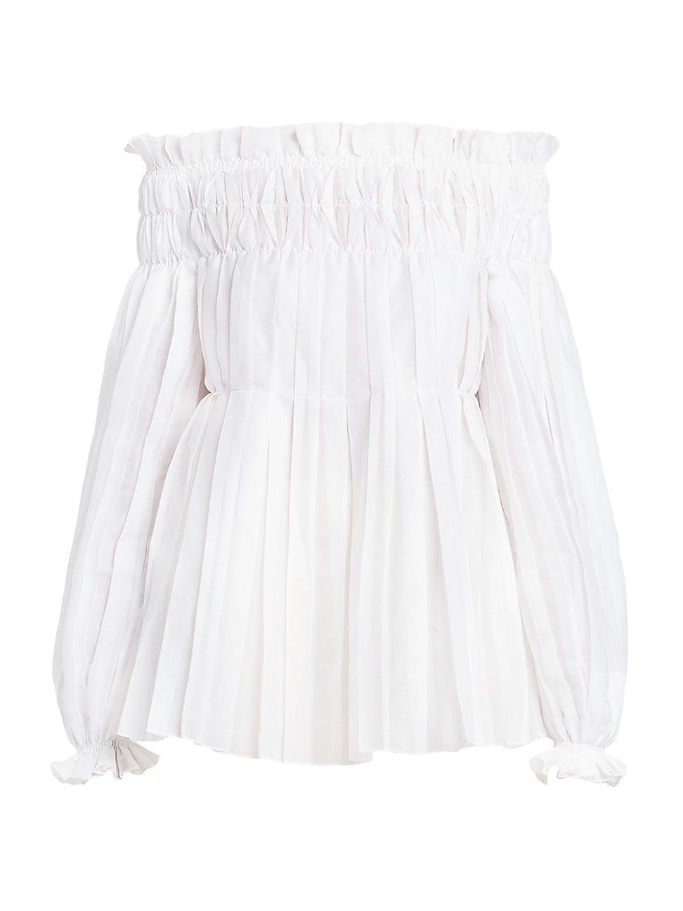 Womens Pleated Off-the-Shoulder Blouse Product Image