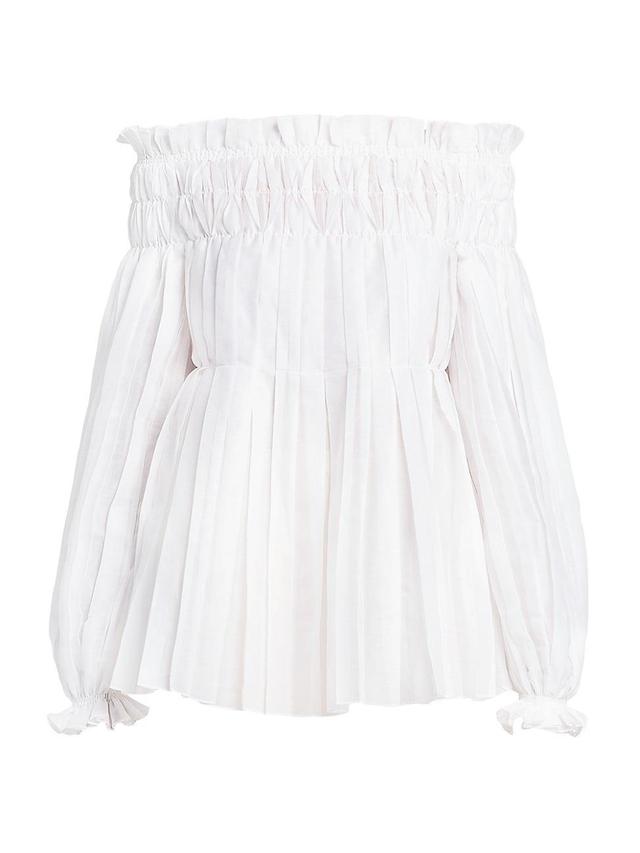 Womens Pleated Off-the-Shoulder Blouse Product Image