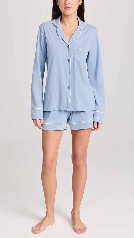 Petite Plume Pima Cotton Periwinkle Long Sleeve PJ Set | Shopbop Product Image