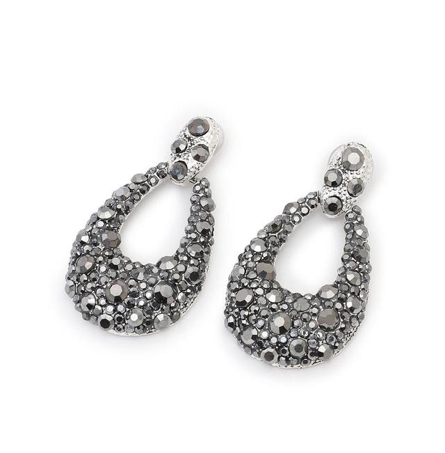 Sohi Womens Silver Embellished Cluster Teardrop Earrings Product Image