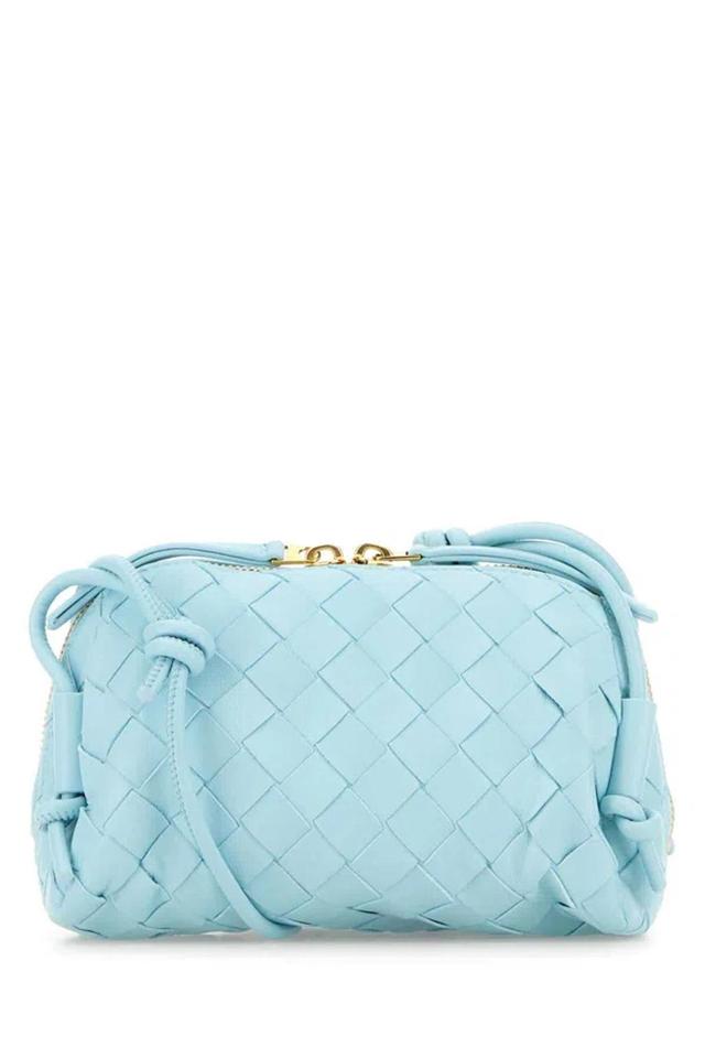 Light Blue Leather Concert Crossbody Bag Product Image