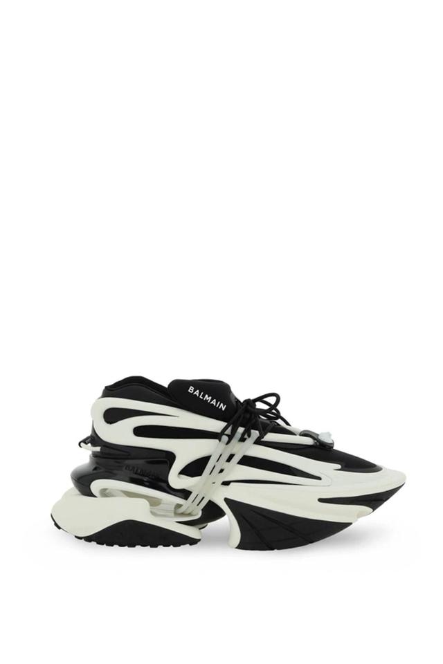 BALMAIN White And Black Unicorn Sneakers Product Image