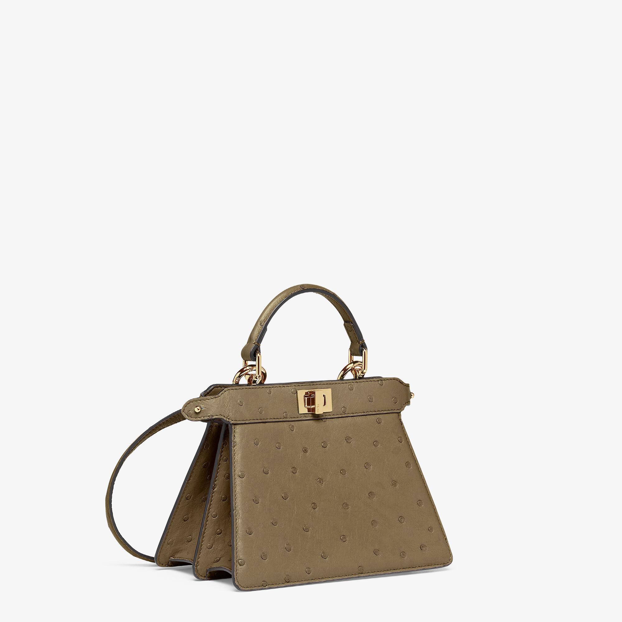 Peekaboo ISeeU PetiteGreen ostrich leather bag Product Image