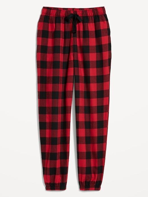 High-Waisted Flannel Pajama Joggers Product Image