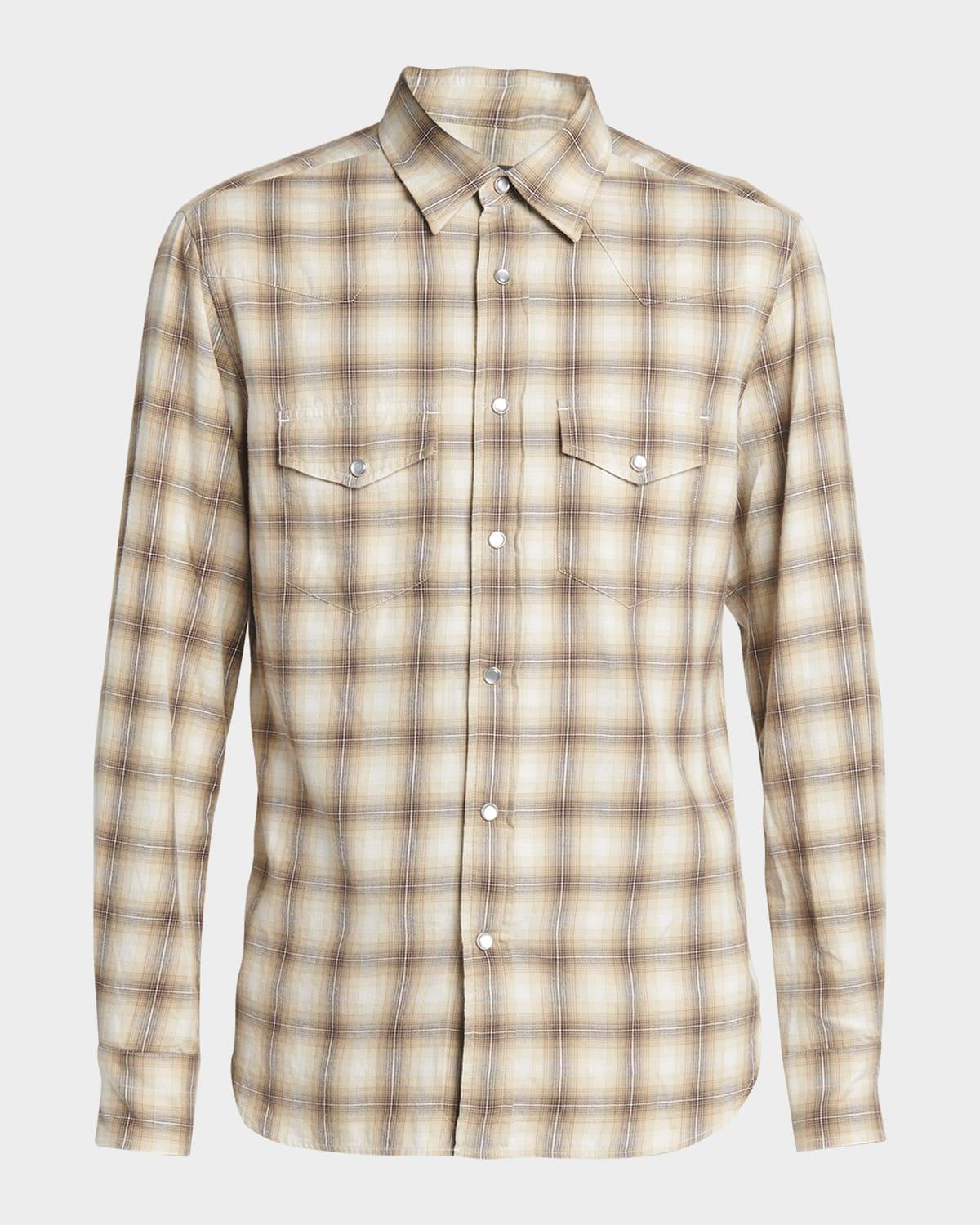 Men's Gradient Check Western Button-Down Shirt Product Image