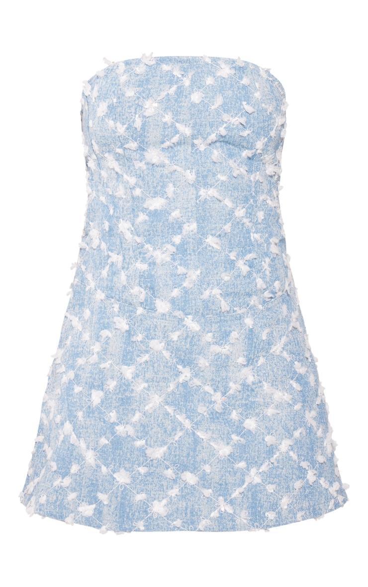 Blue Candyfloss Sequin Denim Strapless Mini Dress Product Image