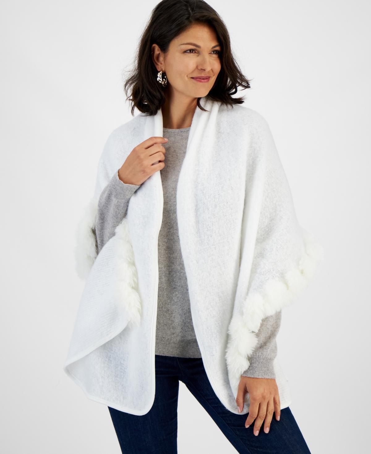 I.n.c. International Concepts Womens Faux-Fur-Trim Wrap, Created for Macys Product Image