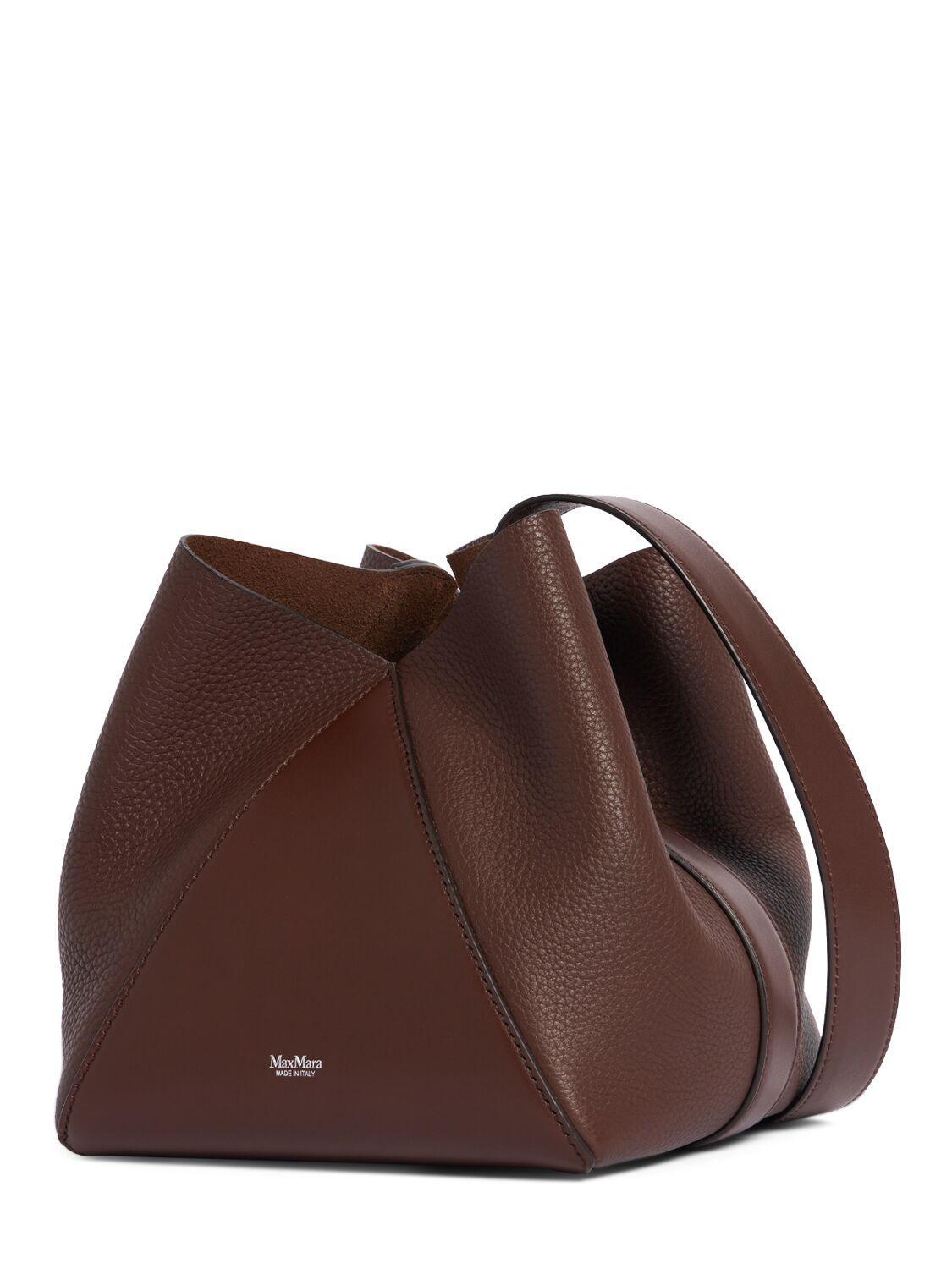 Small Mm Leather Bucket Bag In Brown Product Image