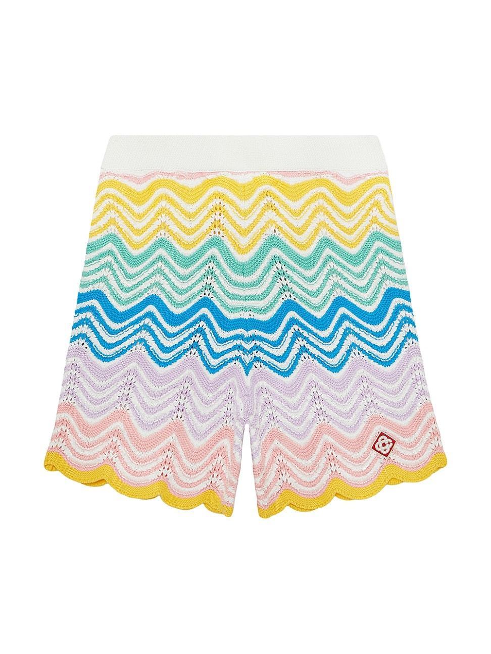 Mens Gradient Wave Cotton Knit Shorts Product Image