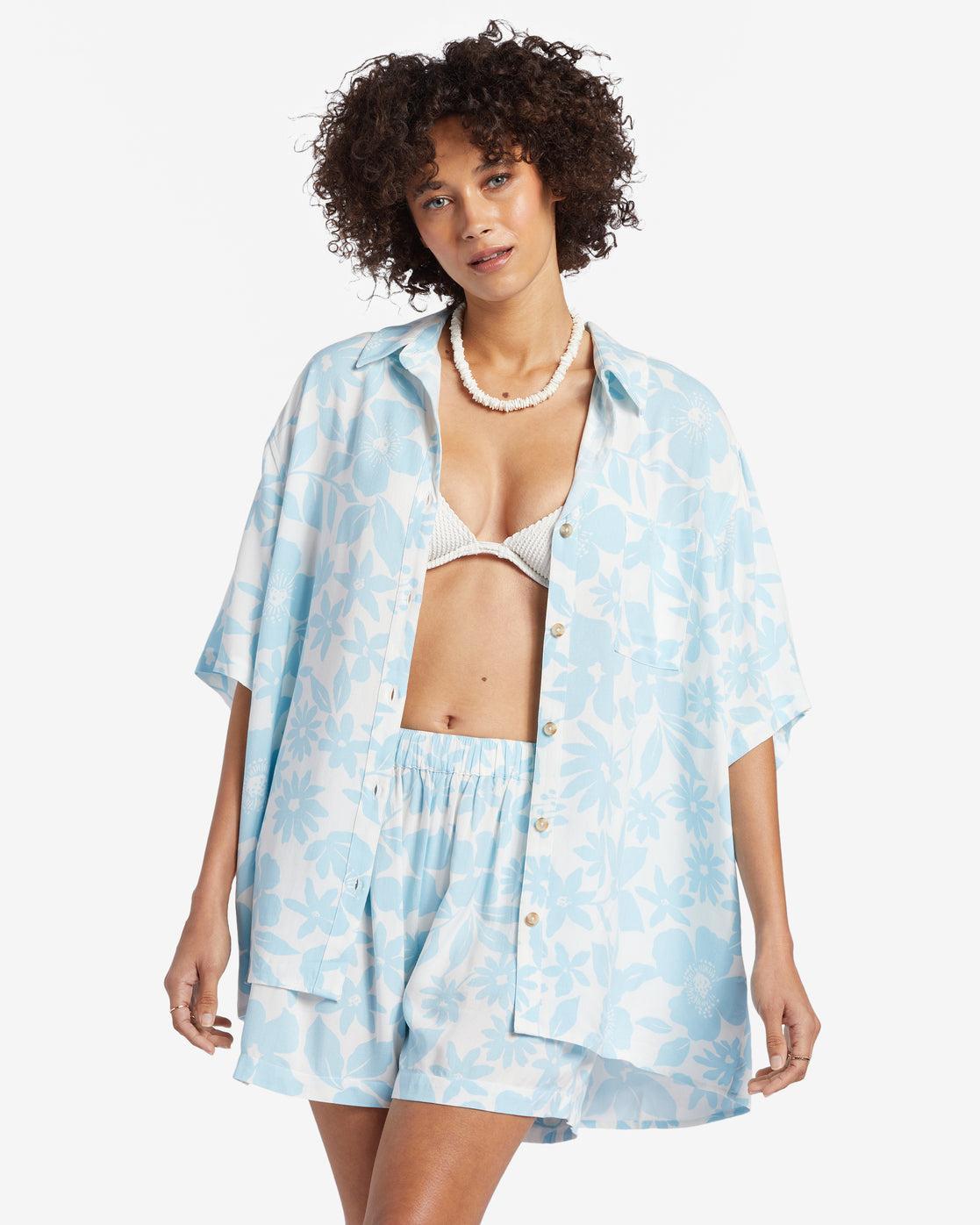 On Vacation Shirt - Bliss Blue Female Product Image