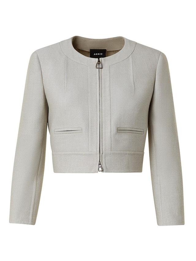 Womens Wool Crpe Short Zip Jacket Product Image