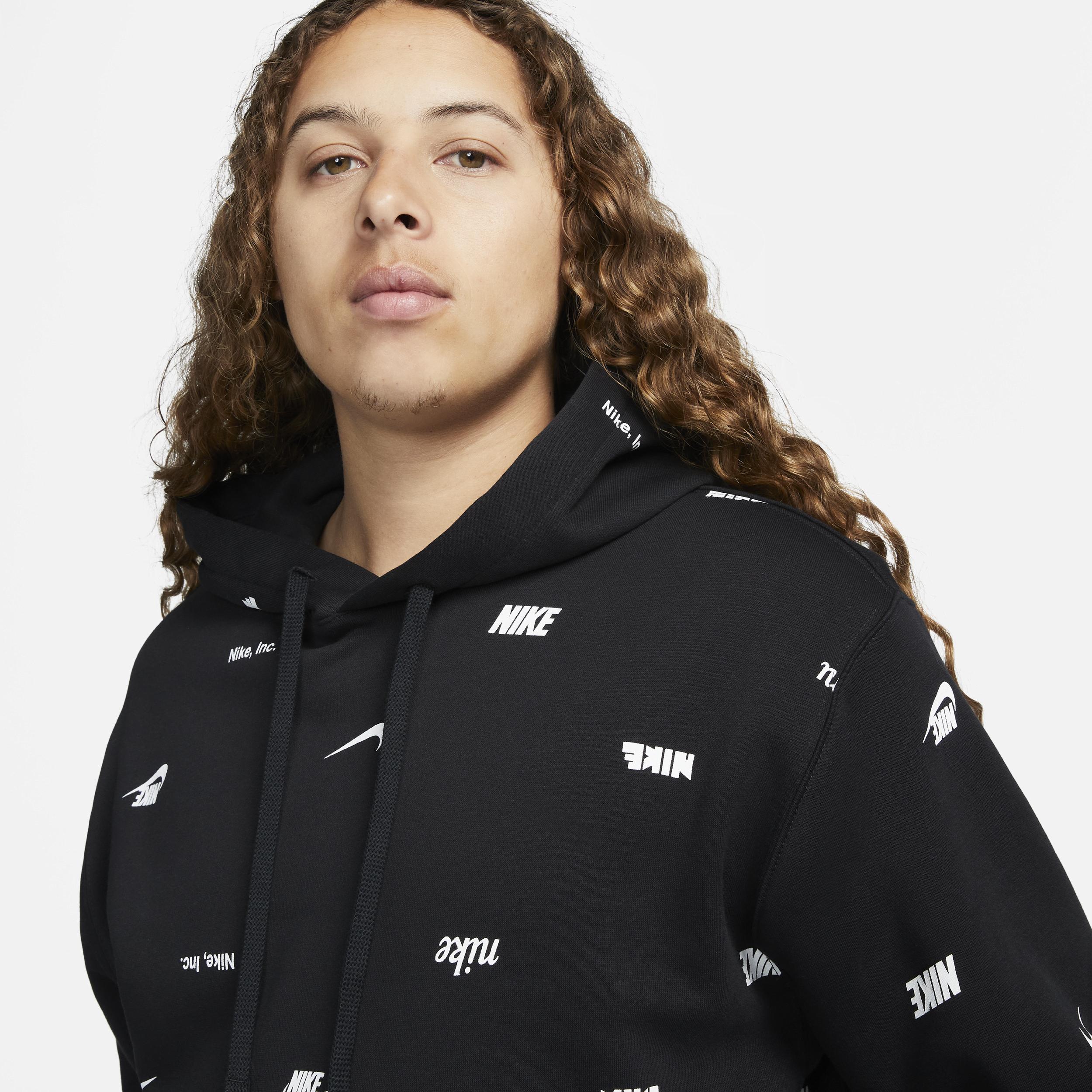 Nike Mens Club+ AOP Basketball Pullover Hoodie - Maroon/Black Product Image