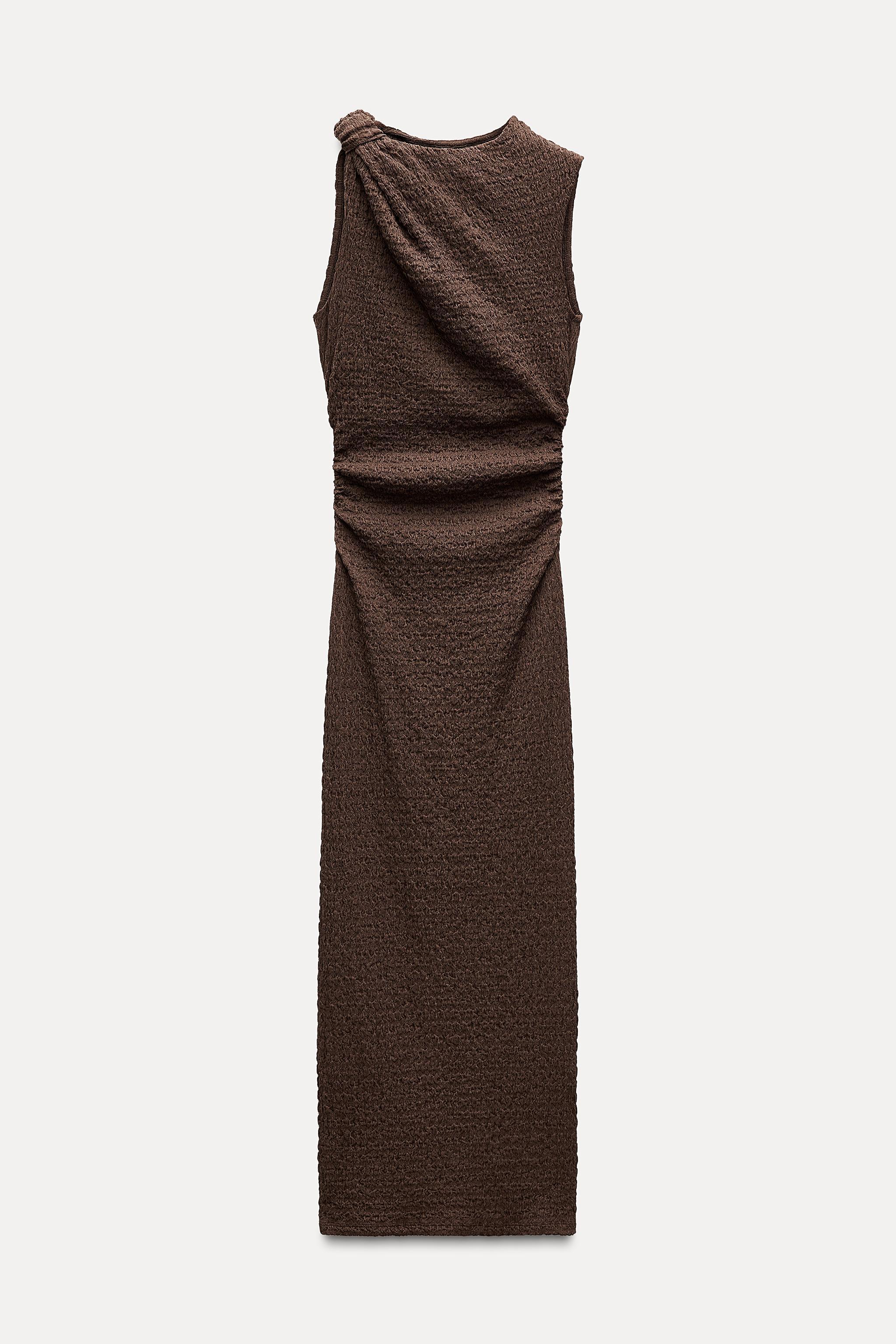 LONG TEXTURED KNOT DRESS Product Image