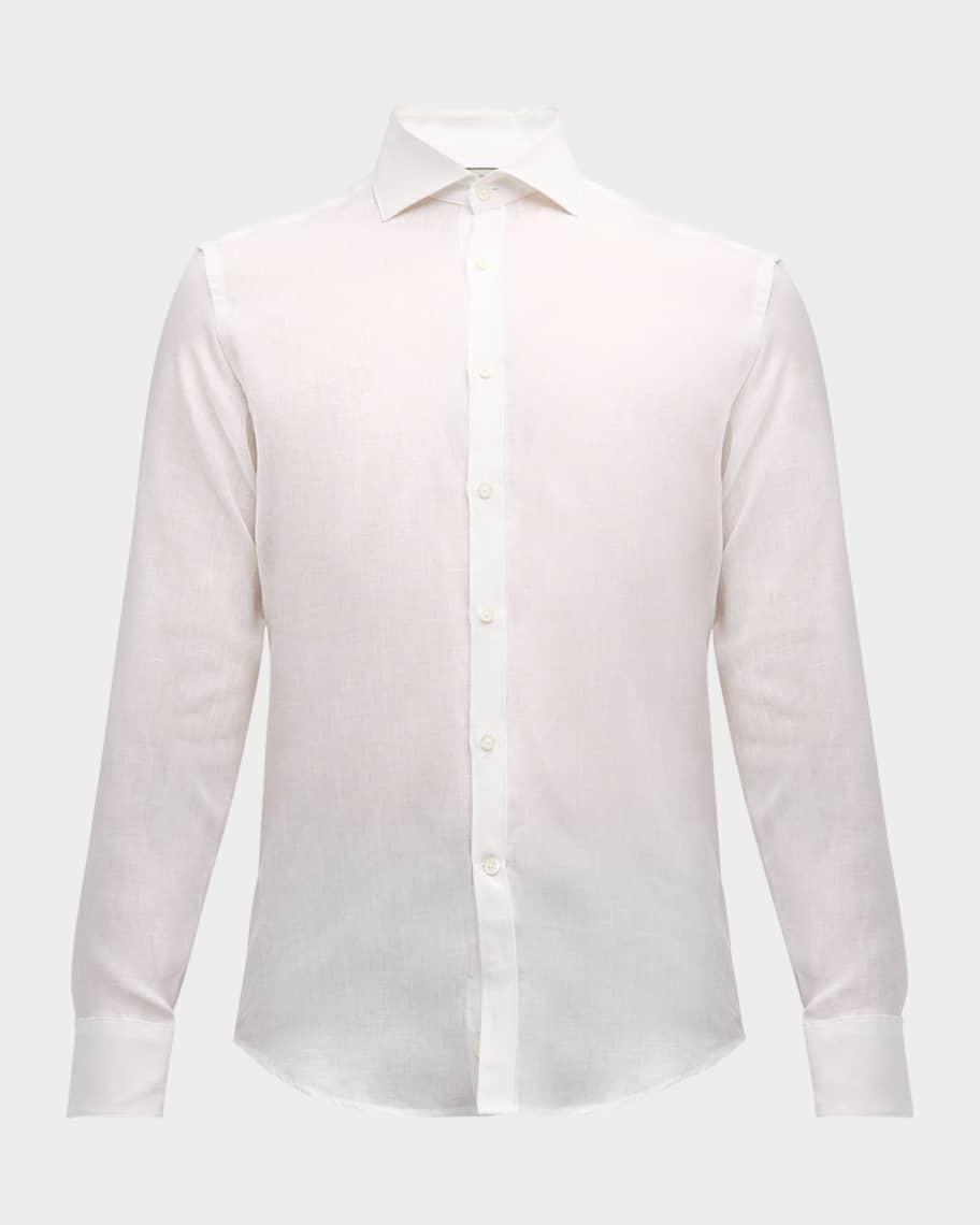 Men's Linen Casual Button-Down Shirt Product Image