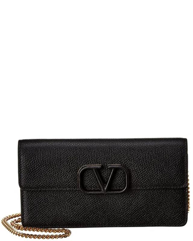 VALENTINO GARAVANI Vsling Small Leather Wallet On Chain In Black Product Image