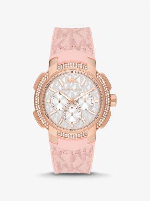 Oversized Sydney Pavé Rose Gold-Tone and Logo Watch Product Image