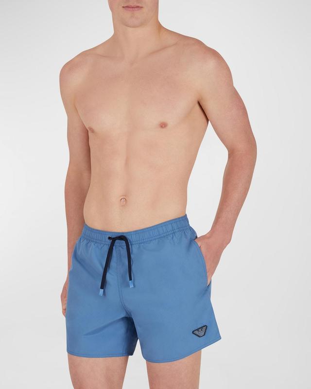 Mens Eagle Patch Swim Shorts, Blue Product Image