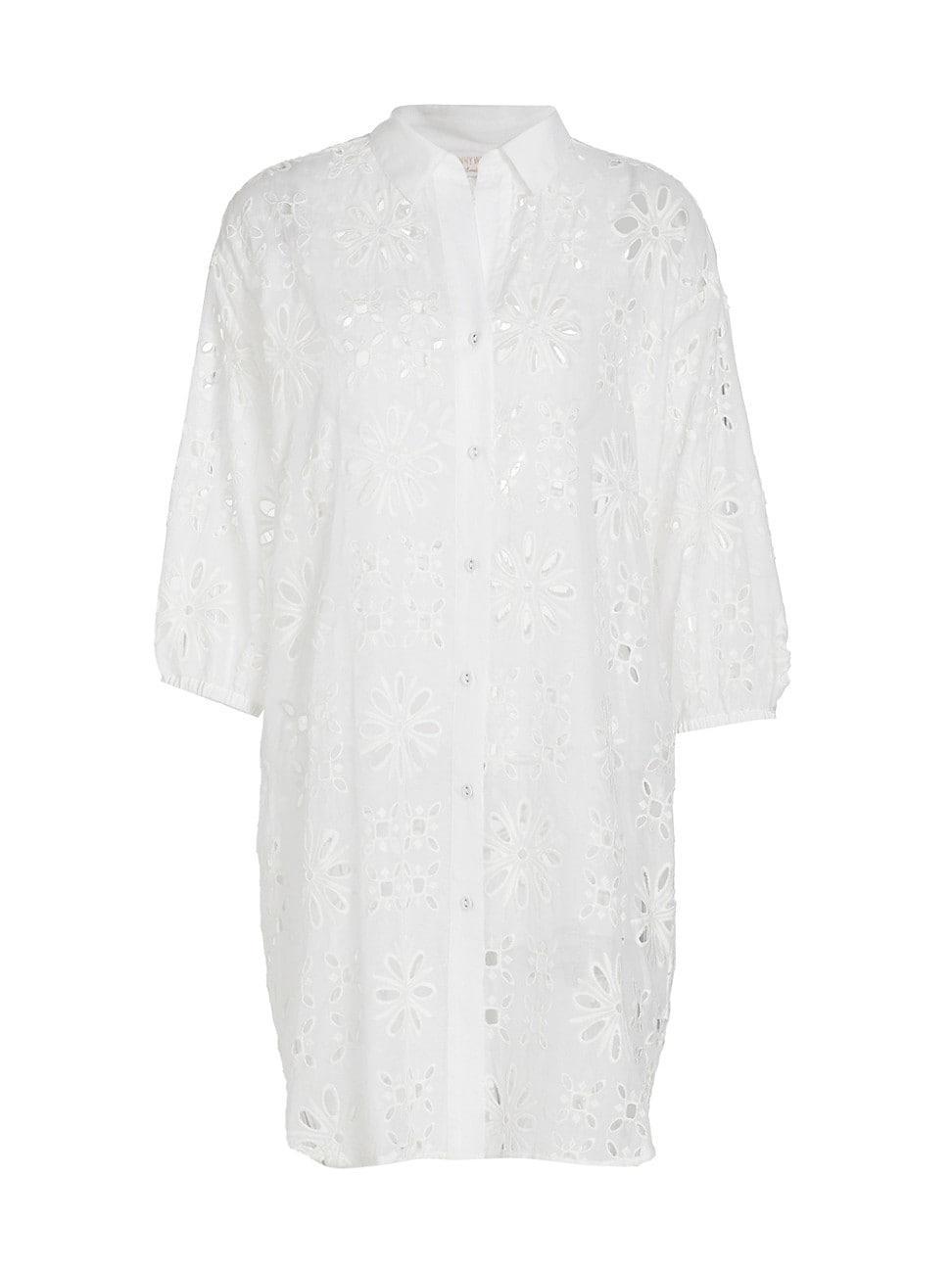 Womens Eyelet Cotton-Silk Cover-Up Shirt Product Image