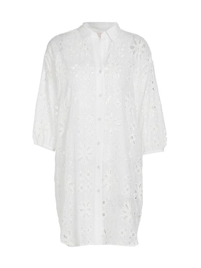 Womens Eyelet Cotton-Silk Cover-Up Shirt Product Image