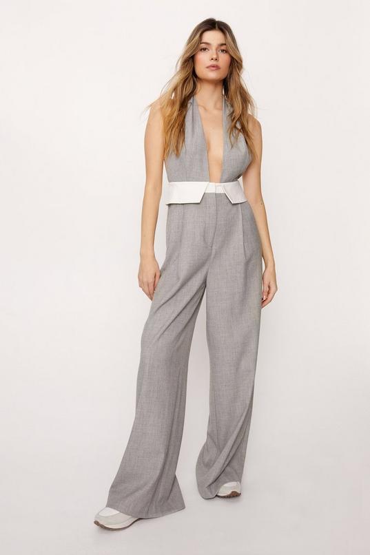 Tailored Halter Neck Wide Leg Jumpsuit  Product Image