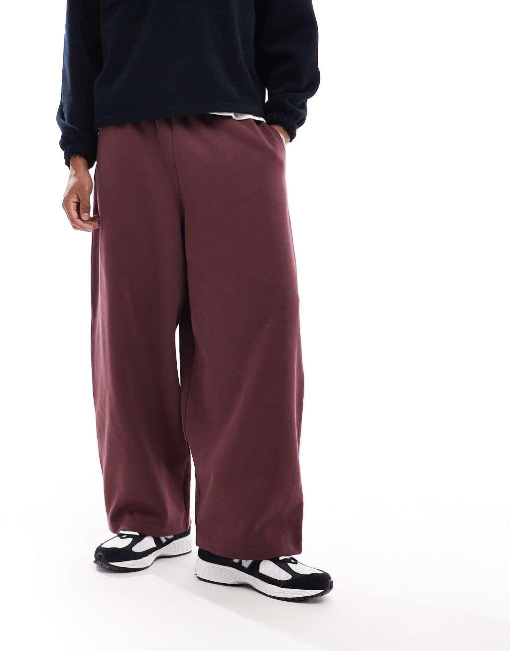 ASOS DESIGN oversized balloon sweatpants in brown Product Image