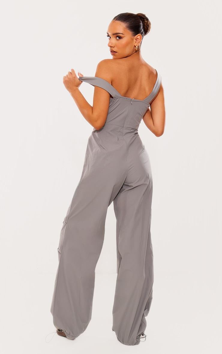 Charcoal Parachute Utility Corset Detail Jumpsuit Product Image