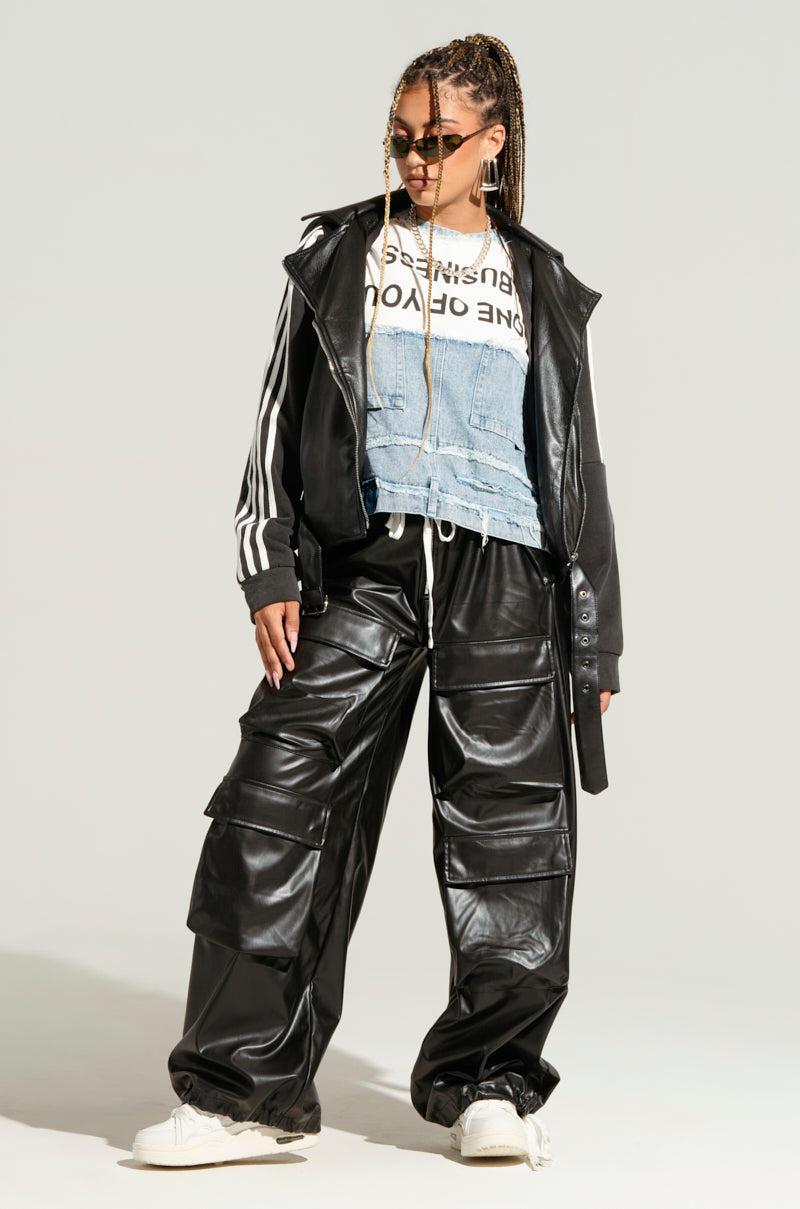 RICK WIDE LEG FAUX LEATHER PANT Product Image