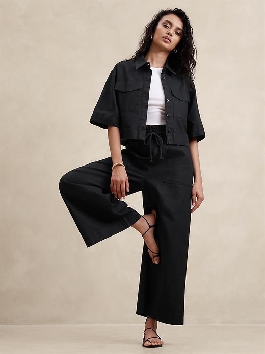 Hemp-Cotton Wide-Leg Paperbag Pant Product Image