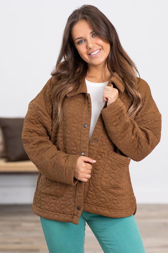 Brown Quilted Snap Front Jacket Product Image