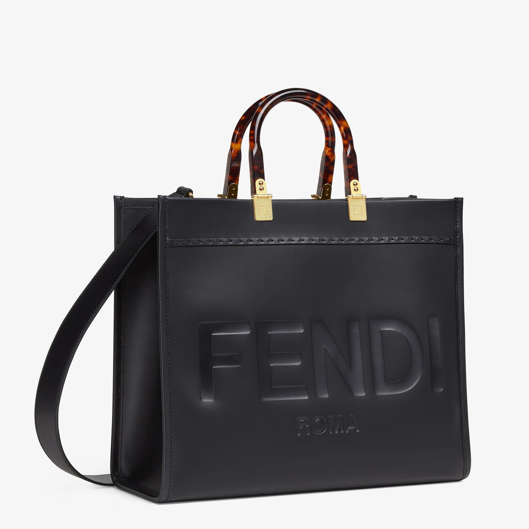 Fendi Sunshine MediumBlack leather shopper Product Image