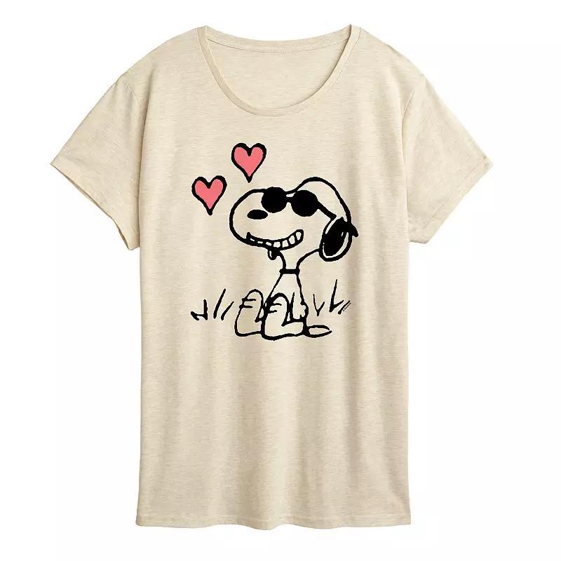 Womens Peanuts Snoopy Joe Cool Sitting Hearts Graphic Tee Product Image