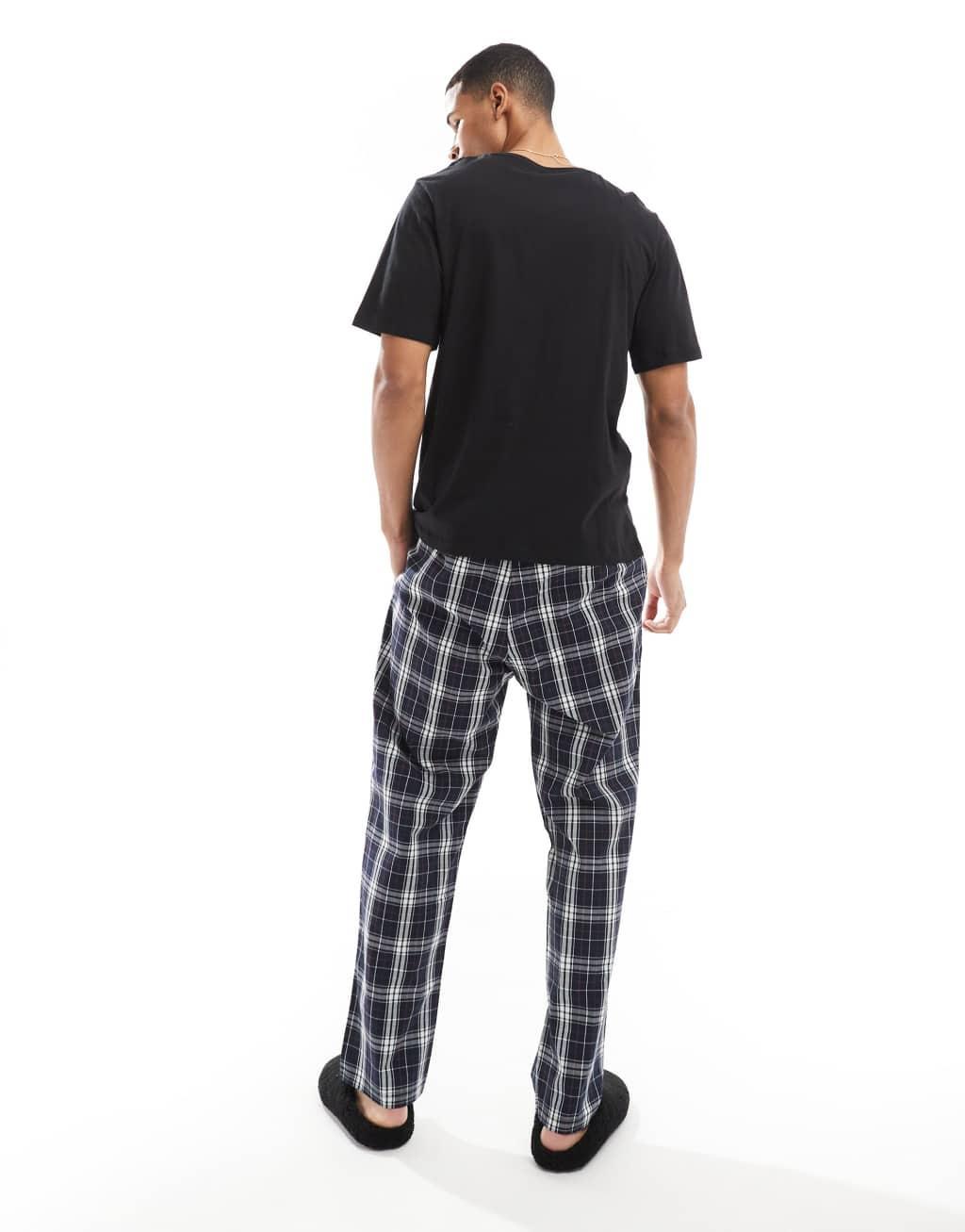 Jack & Jones pajama set in black plaid  Product Image