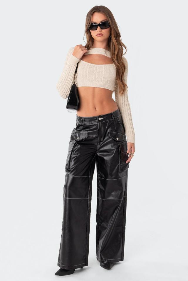 Faye Faux Leather Cargo Pants Product Image