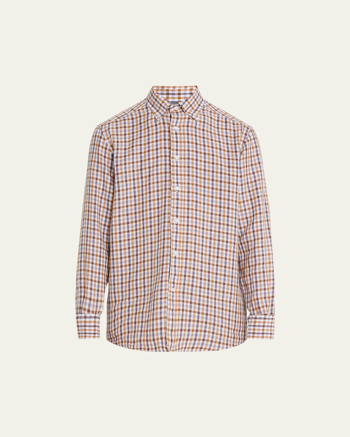 Mens Linen Multi-Check Sport Shirt Product Image