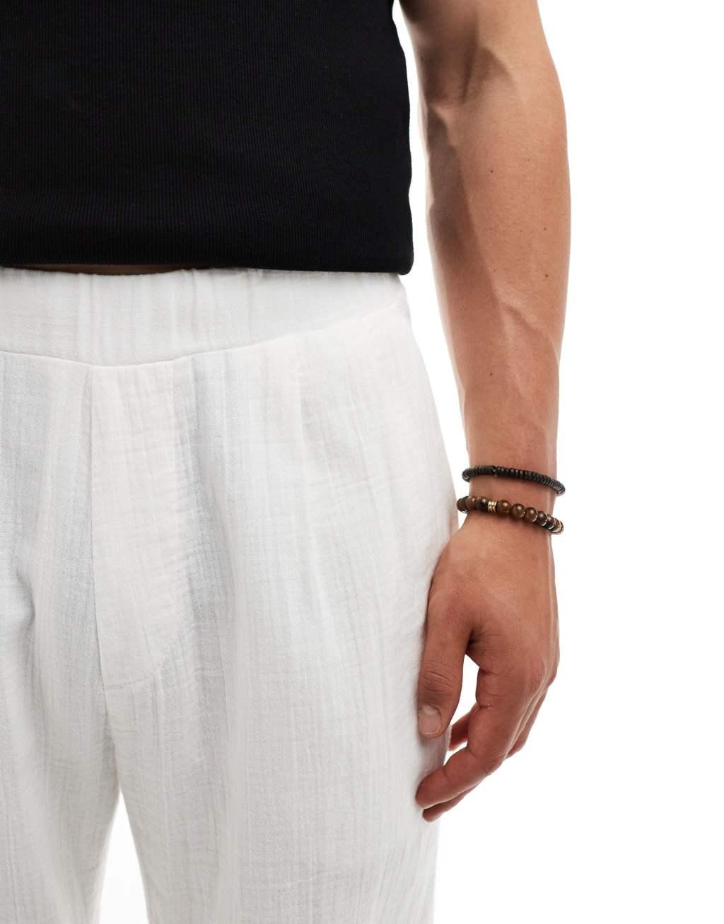 Bershka textured pants in white - part of a set Product Image